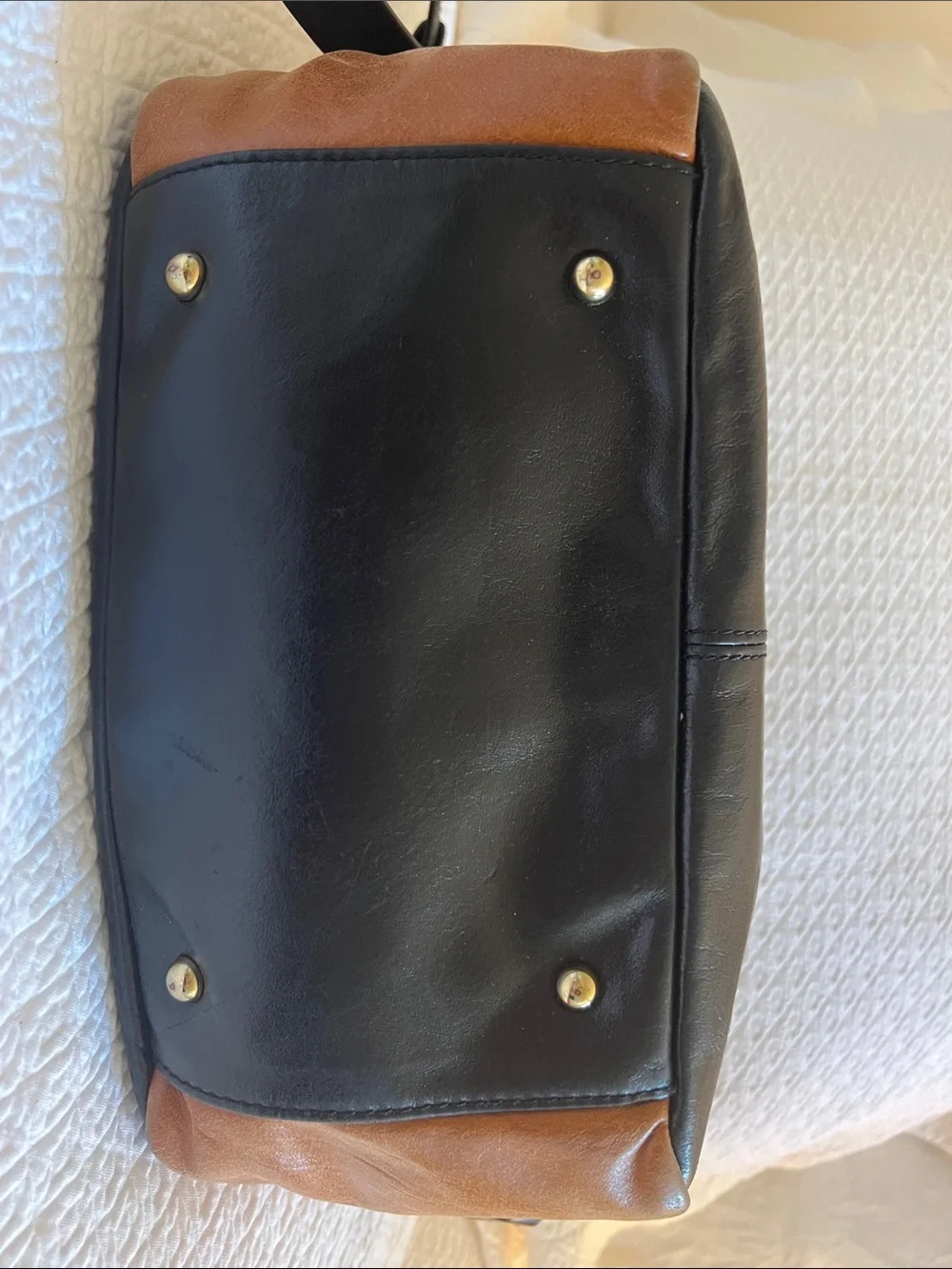 Badgley Mischka Black and Brown Two-Tone Leather Laptop Bag